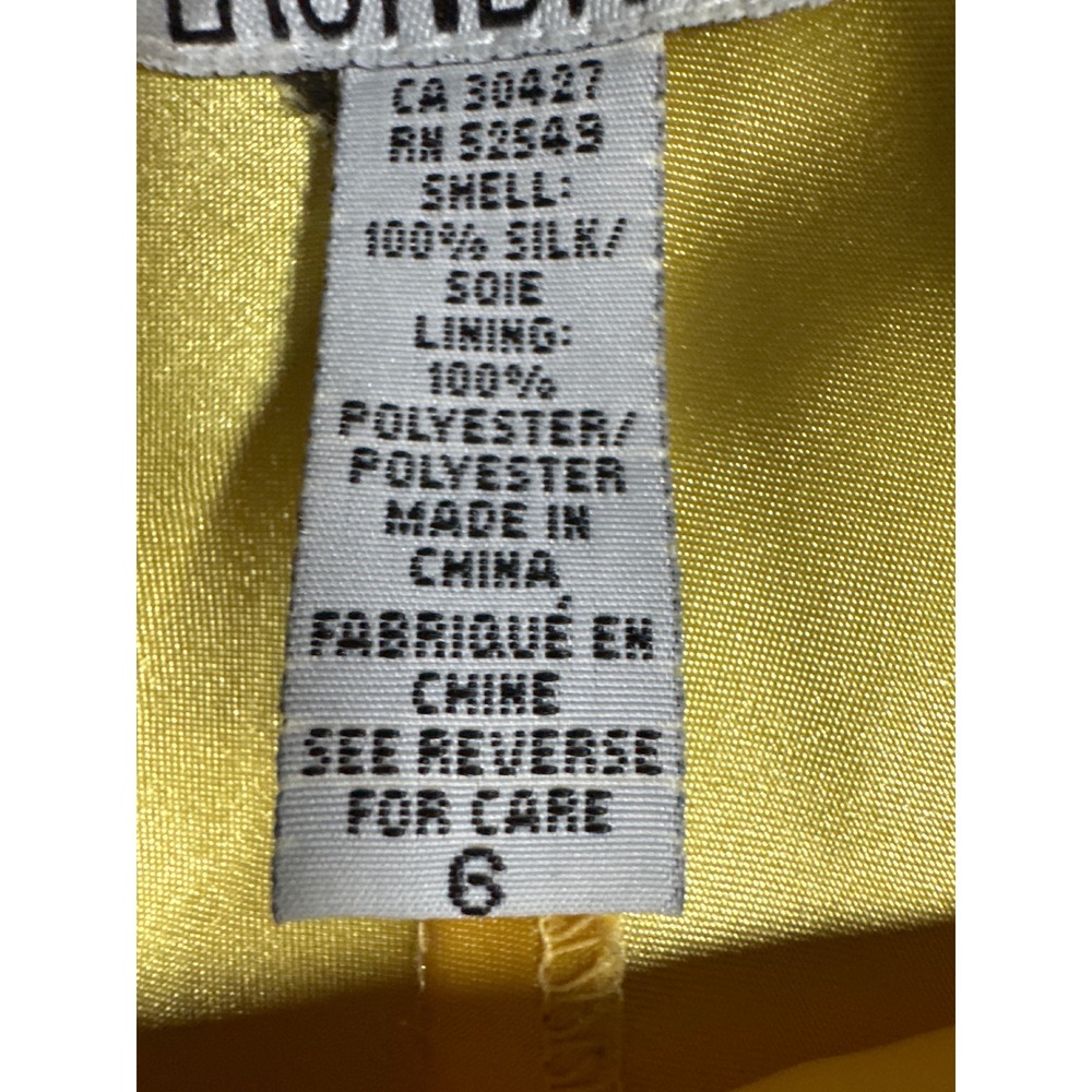 Laundry by Shelli Segal Yellow 100% Silk Midi Slip Dress V-Neck Size 6 - Picture 7 of 10